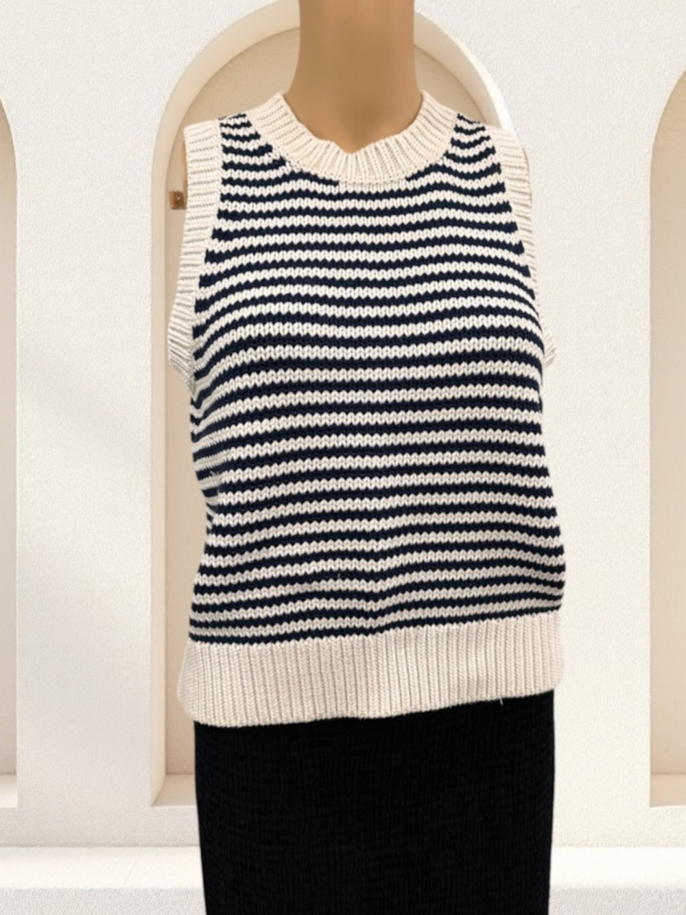 Vineyard Vines Striped Knit Tank - Cream & Navy